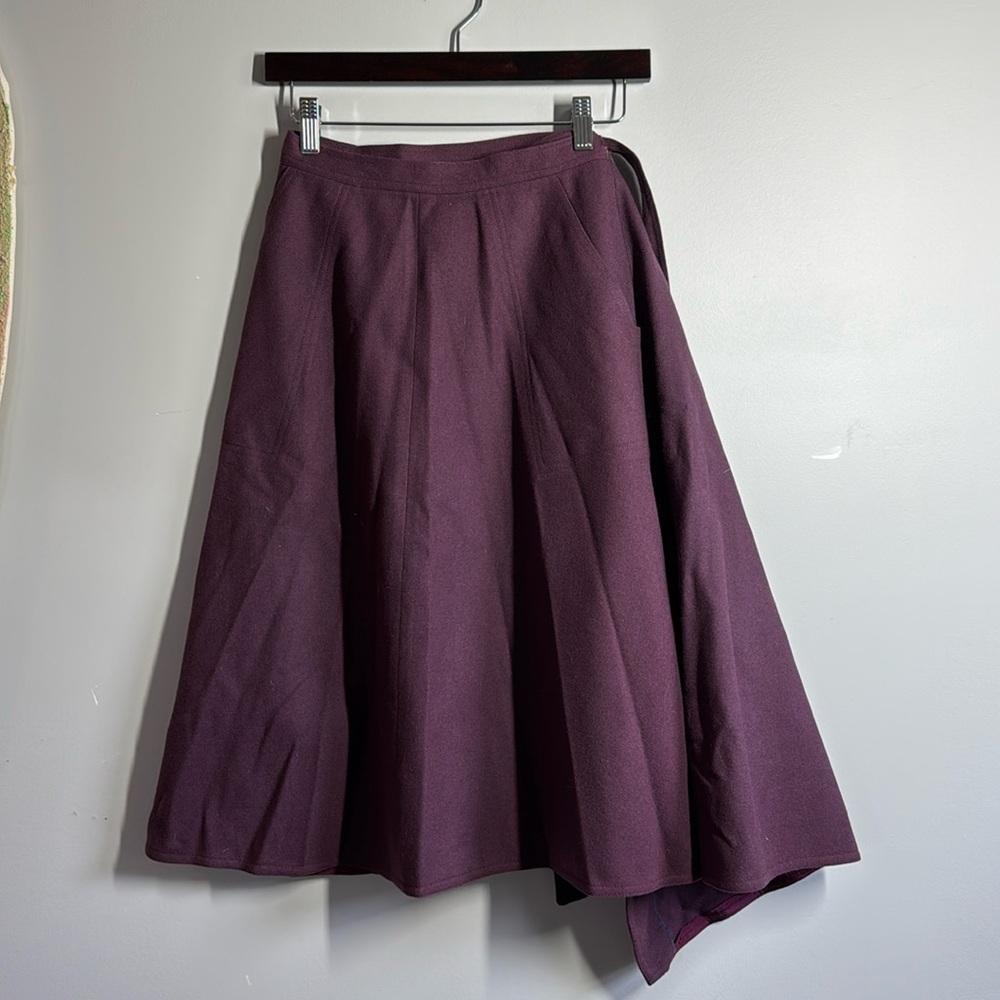 Vintage wool Purple wrap Skirt with pockets
